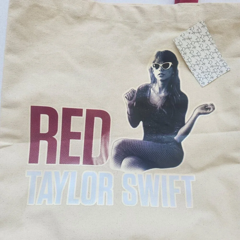 NEW Taylor Swift Red Era Canvas Tote Bag Swiftie School Beach Pool Gym Cute - Picture 4 of 9